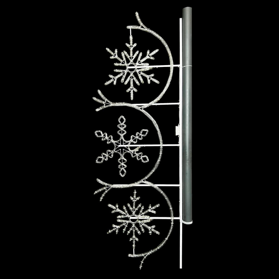 Светодиодная Консоль «Три снежинки» 80 х 250 см, Белая, 220В