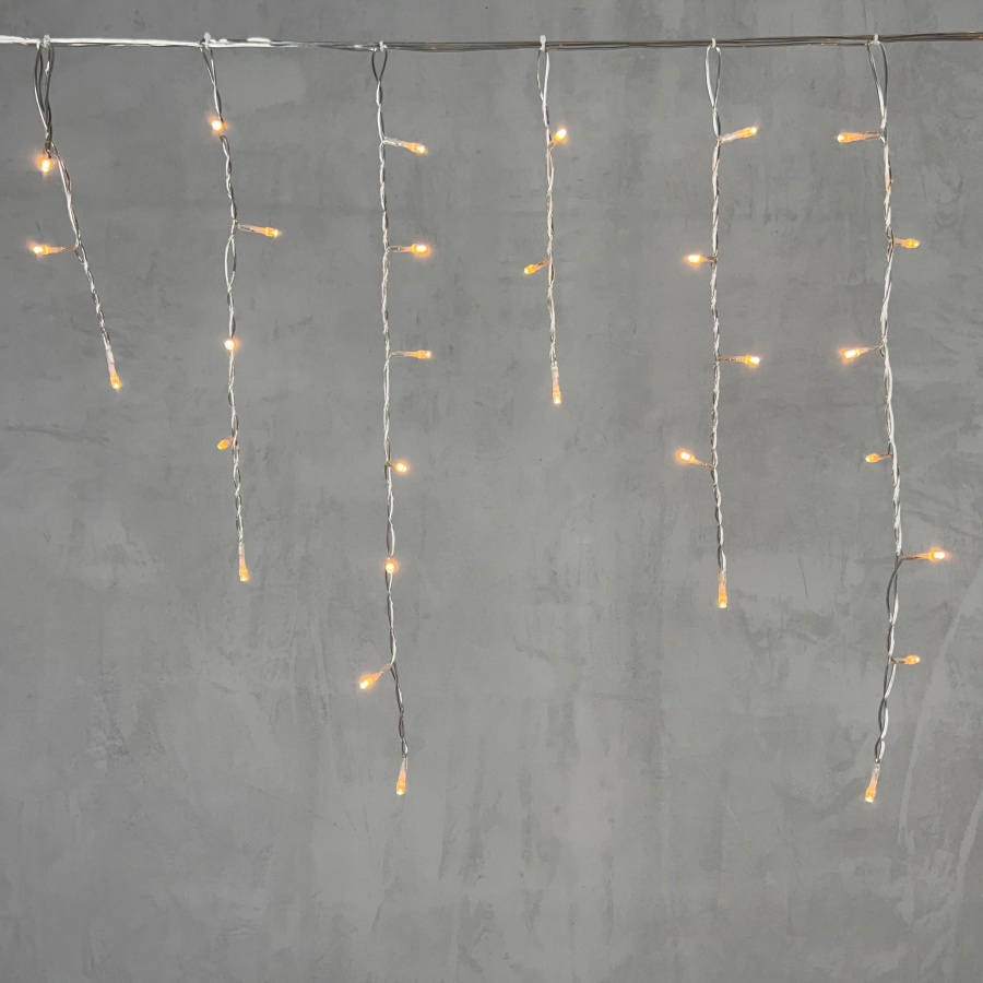 Гирлянда Бахрома 4,9 x 0,5 м Экстра Тепло-Белая 220В, 240 LED, Провод Прозрачный ПВХ, IP54