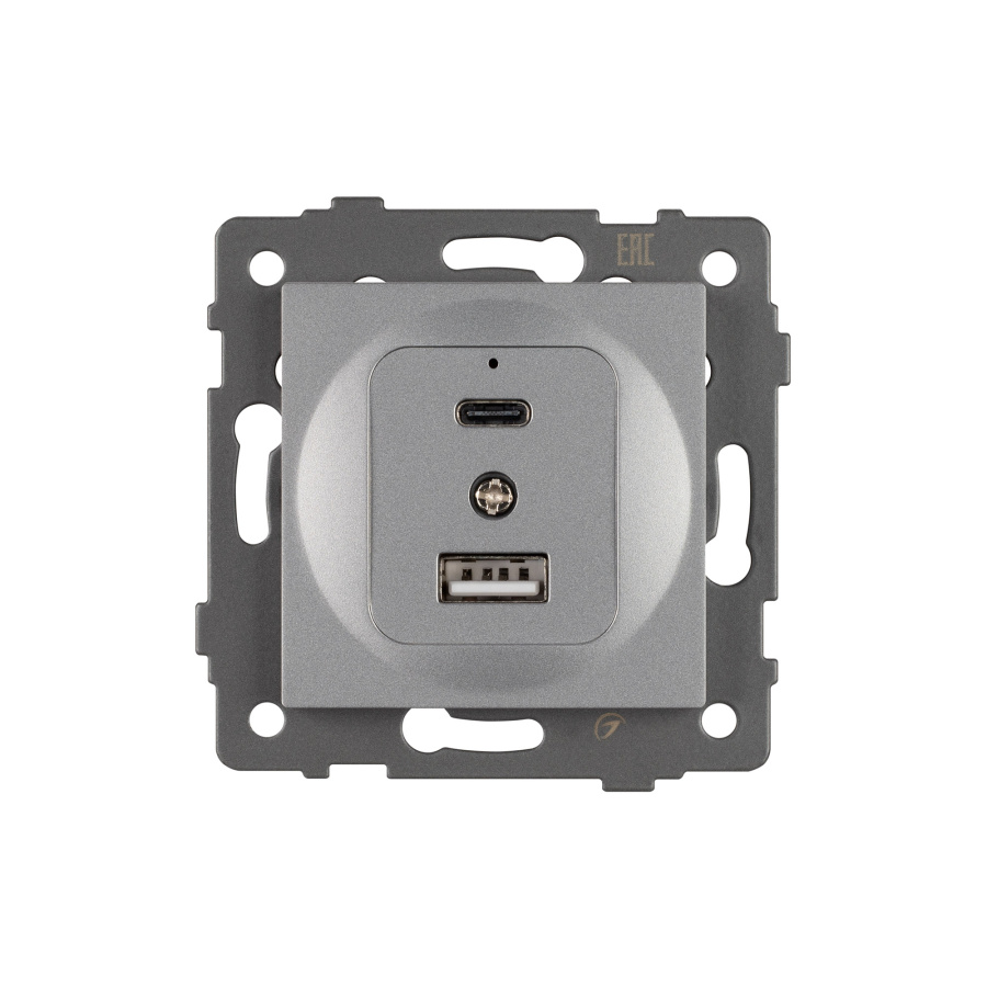 Механизм USB розетки SCT-MUAC-PL-GR-V (5V, 3A, QC4) (Arlight, -)