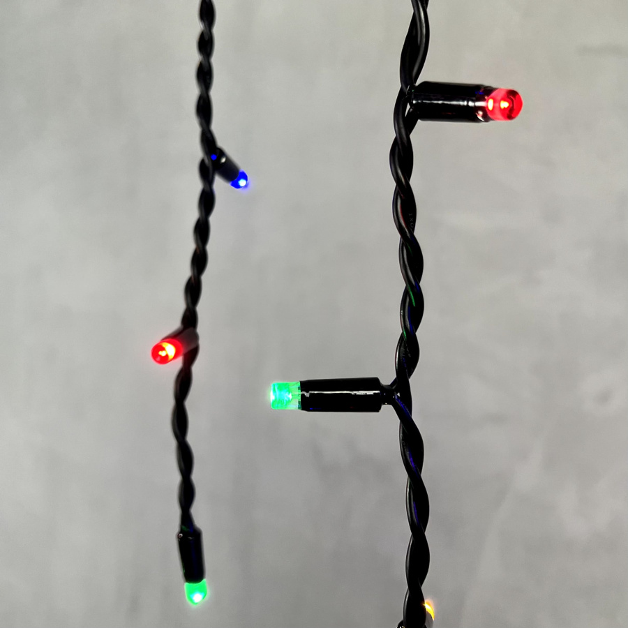 Гирлянда Бахрома 3,1 х 0,5 м Разноцветная 220В, 120 LED, Провод Черный Каучук, IP65